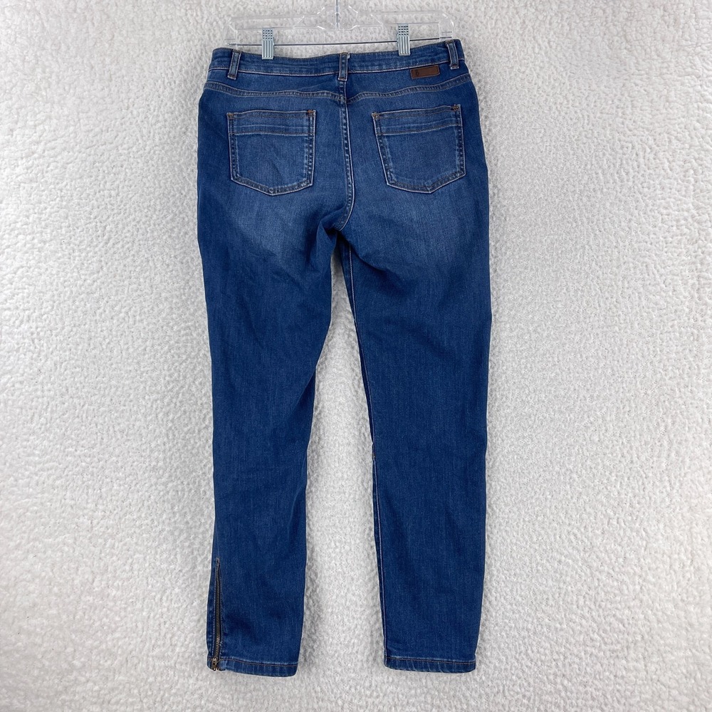 Boden Jeans Womens Size 8 Petite Blue Denim Knee Patchwork Slim Ankle Zip Casual - Picture 11 of 16